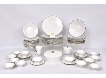 Calvin Klein Swid Powell Porcelain Dinnerware With Platinum Edge - Service For Twelve Plus Extras