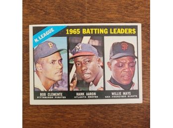 1966 Topps #215 - 1965 N. League Batting Leaders Bob Clemente, Hank Johnson And Willie Mays Baseball Card