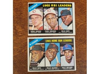 1966 Topps #217 & 219 1965  N.league RBI Leaders And Home Run Leaders Baseball Cards