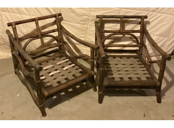 Pair Of Mid Century Rattan Chairs - Possibly McGuire