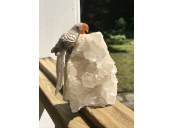 Natural Stone Carved Parrot On Natural Stone