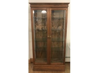 Beautiful Wood & Glass Lighted Two Door Curio Cabinet