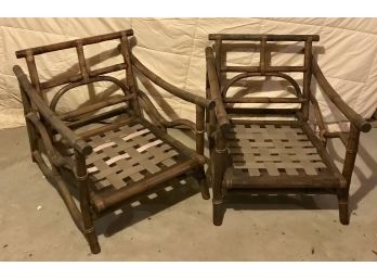 Pair Of Mid Century Rattan Chairs - Possibly McGuire
