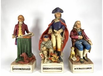 Presidential Trio Of Jim Beam Decanters - Founding Fathers - Jefferson, Washington & Franklin