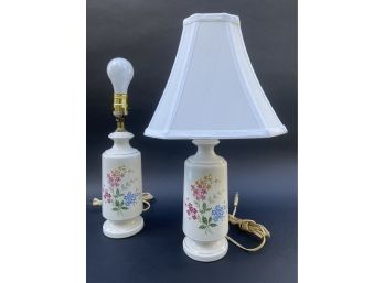 A Pretty Pair Of Floral Ceramic Table Lamps