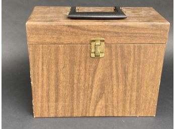 Vintage Wood-Look Handled Storage Box