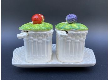 Vintage 1970s Mann Ceramic Jelly Pot Set