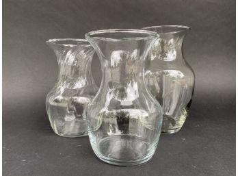 Trio Of Clear Glass Florist Vases