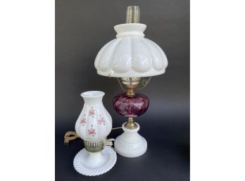 A Pair Of Vintage Hurricane Parlor Lamps