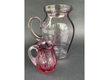 Pretty Tinted-Glass Vintage & Antique Pitchers