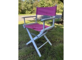 Folding Director's Chair In Pink & White