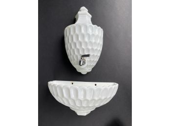 Vintage Honeycomb Milk Glass Lavabo