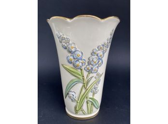 A Vintage Gilt Ceramic Floral-Motif Vase