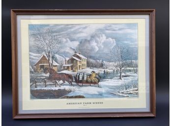 Framed & Matted Currier Print, American Farms Scenes No. 4