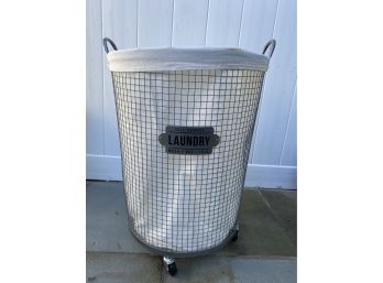 Contemporary Wire Laundry Basket, Caster Wheels, Removable Liner