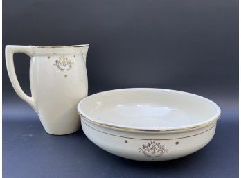 Vintage Belgian Pitcher & Bowl, Boch Fes La Louviere