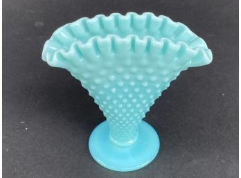 Vintage Blue Hobnail Milk Glass Vase