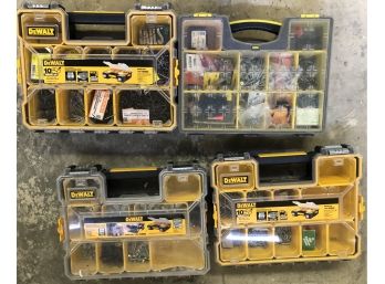 Four Dewalt Storage Containers Filled With Nuts, Bolts Etc