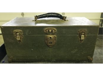 Vintage Metal Tool Box With Welding Tools, Gages And More
