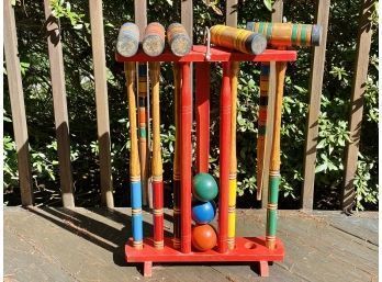 Vintage Wooden Croquet Set