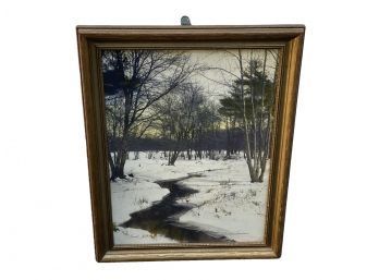 Vintage David Davidson Photo With Hand Tinting Snow Bound Brook