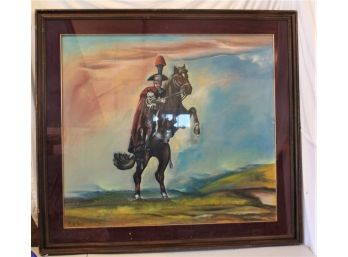 Very Large Military Calvary Rearing Horse Painting