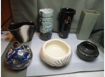 7 Vintage Art Studio Pottery Vases