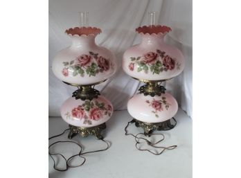 Matching Pair Of Painted Gone With The Wind Lamps