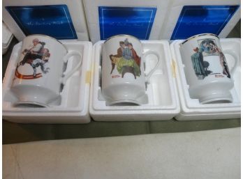 12 VINTAGE NORMAN ROCKWELL FOOTED COFFEE MUG NEVER USED DANBURY MINT