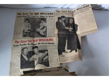 Awesome Lot Of Ted Williams Old Newspaper Clippings