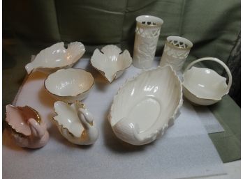 9 PIECES VINTAGE LENOX MADE USA VASE CANDY NUT BOWLS SWAN BIRD SHAPE BASKET