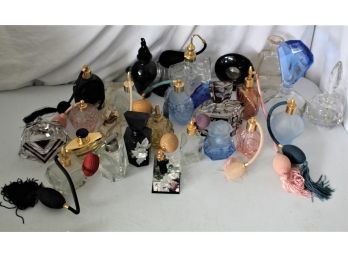 Lot Of Mostly Glass Perfume Bottles