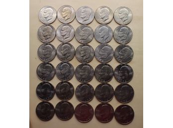 LOT OF 30 EISONHOWER IKE DOLLAR COINS