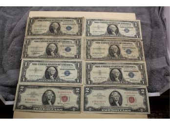 LOT OF PAPER MONEY SILVER CERTIFICATES $1 $2 BILL