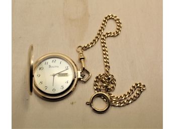 BULOVA POCKET WATCH WITH CHAIN