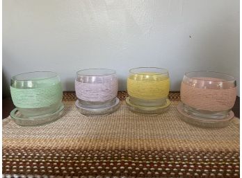 Vintage Tumbler Cups With Matching Coasters