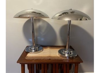 PAIR Modernist Aluminor Chrome Mushroom Lamps