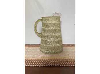 Vintage Spaghetti String Pitcher Color Craft Mid Century 1950s Green