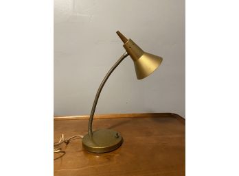 Vintage Retro Atomic Mid Century Wood And Brass  Desk Table Lamp