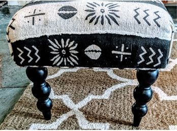 Black And White Southwestern Design Ottoman Recently Reupholstered