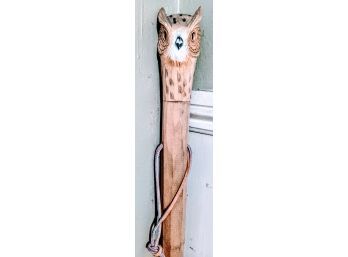 Very Cool Wood Carved Owl 60' Tall Walking Stick