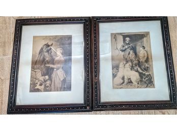 2 Antique Wood Framed Prints, Frames Alone Are Worth At Least $200.00 Each.