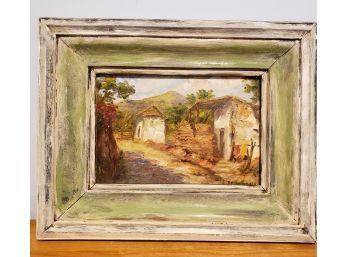 Pretty Oil Painting Of Country Barn Signed Lower Right