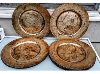 8 Rustic Gold Crackled 14' Chargers/Dinner Plates From Pottery Barn