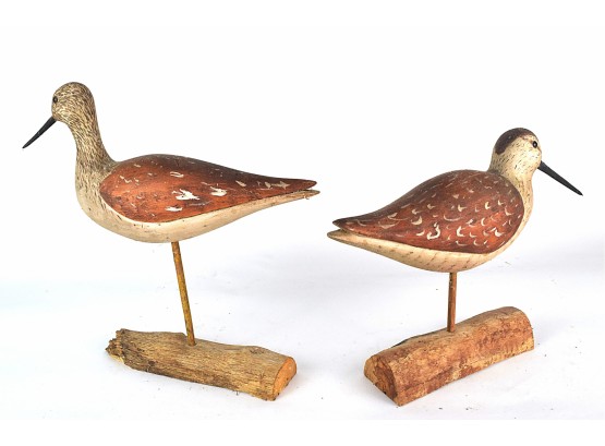 Two Original Hand-Carved/Painted Shore Birds Signed N.E. Wright