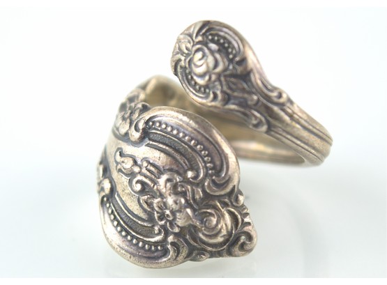 Antique Patinated Sterling Spoon Ring