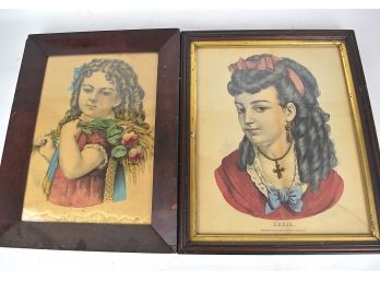 Pair Of Antique, Framed Currier  SUSIE