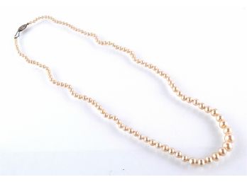 Sweet Vintage Strand Of Pearls For Dress-Up With Sterling Clasp