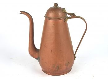 Antique Copper And Brass Hot Chocolate Pot