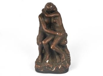 Heartwarming Novice Made Imperfect Clay Sculpture Emulating Rodin's The Kiss